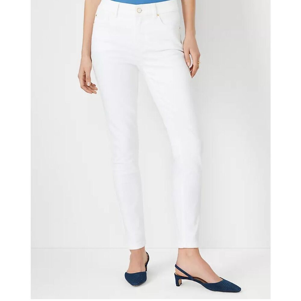 Ann Taylor Womens Low Rise Curvy Fit Skinny Ankle Jeans White Size 6